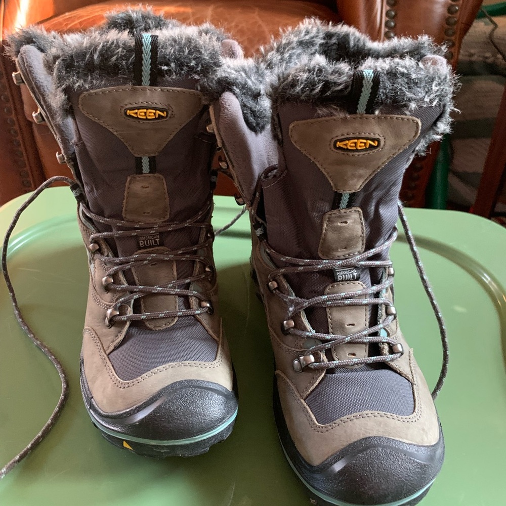 Keen Gray and Tan Winter Boots with Rugged Design
